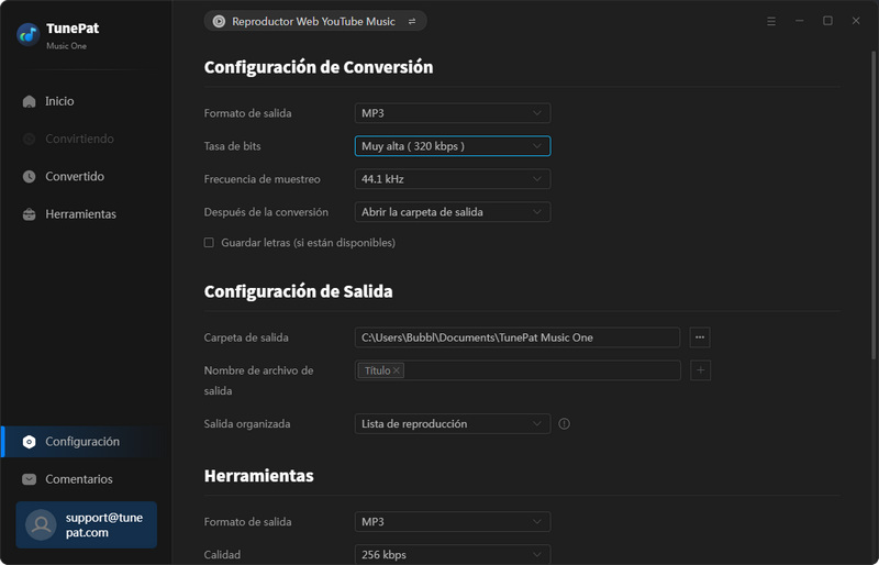 finalizar configuración de tunepat music one