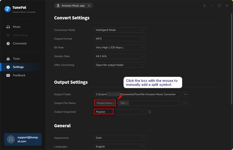 Customize output settings