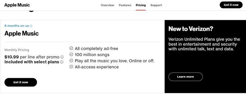 get apple music for free with Verizon Unlimited