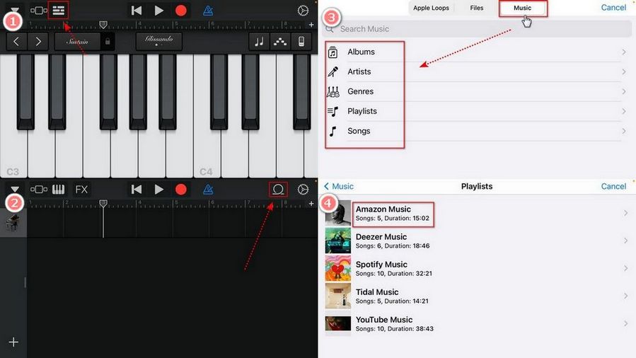 transfer amazon music to garageband on iphone