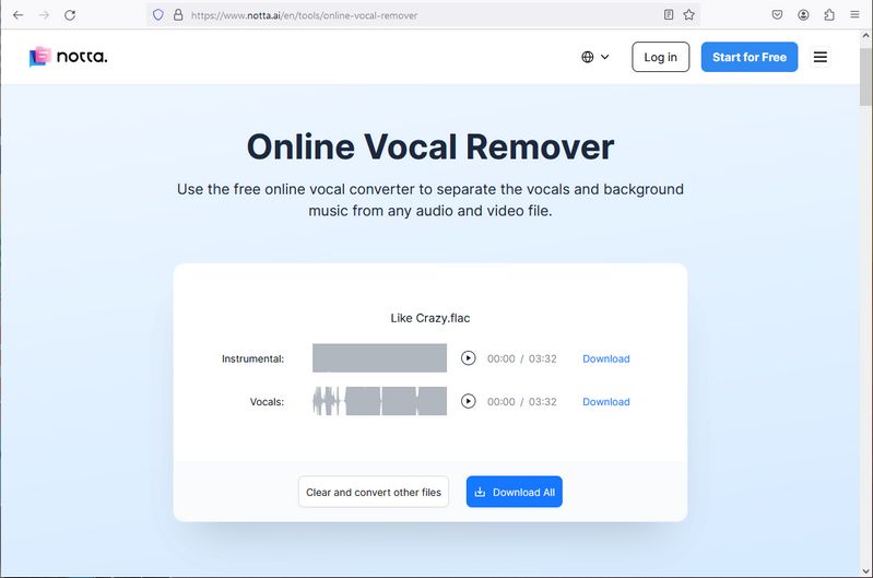 Notta Vocal Remover