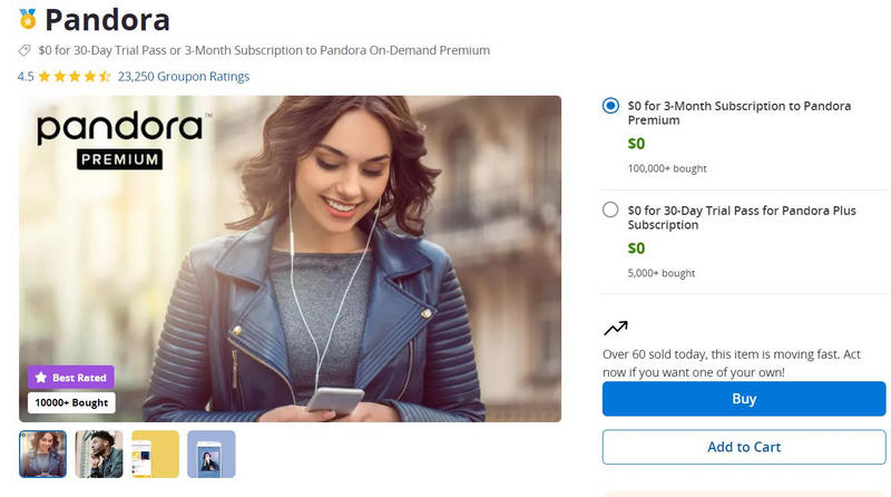 get pandora promo coupon