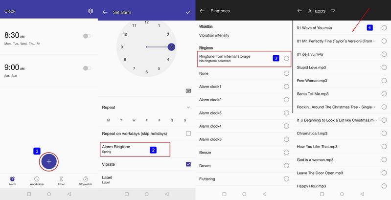 set youtube music as alarm on android