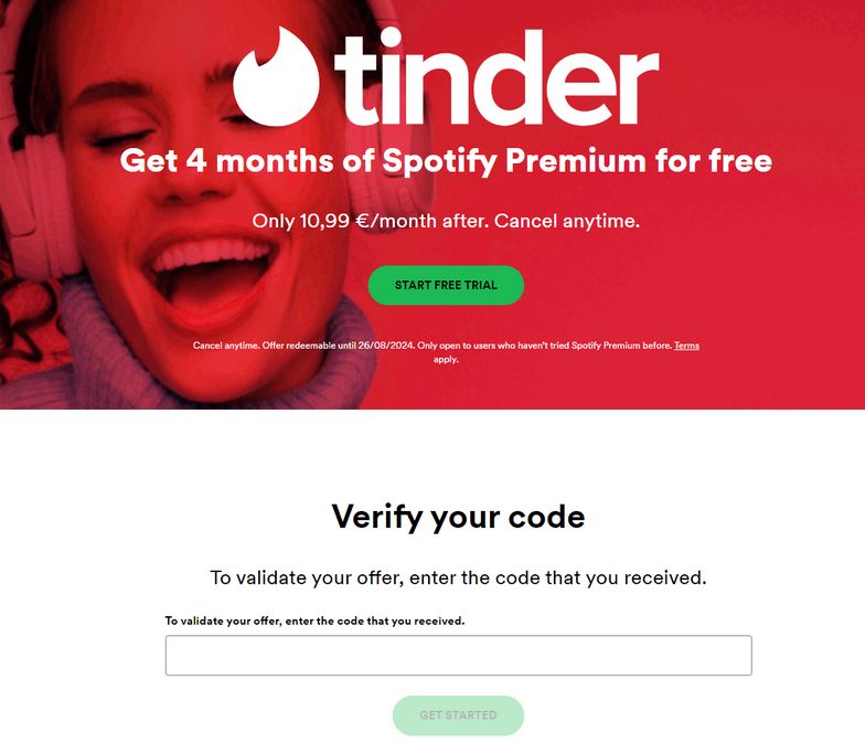 получить Spotify Premium бесплатно через Tinder