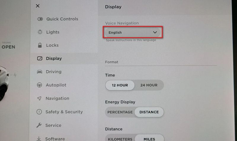 change language on Tesla